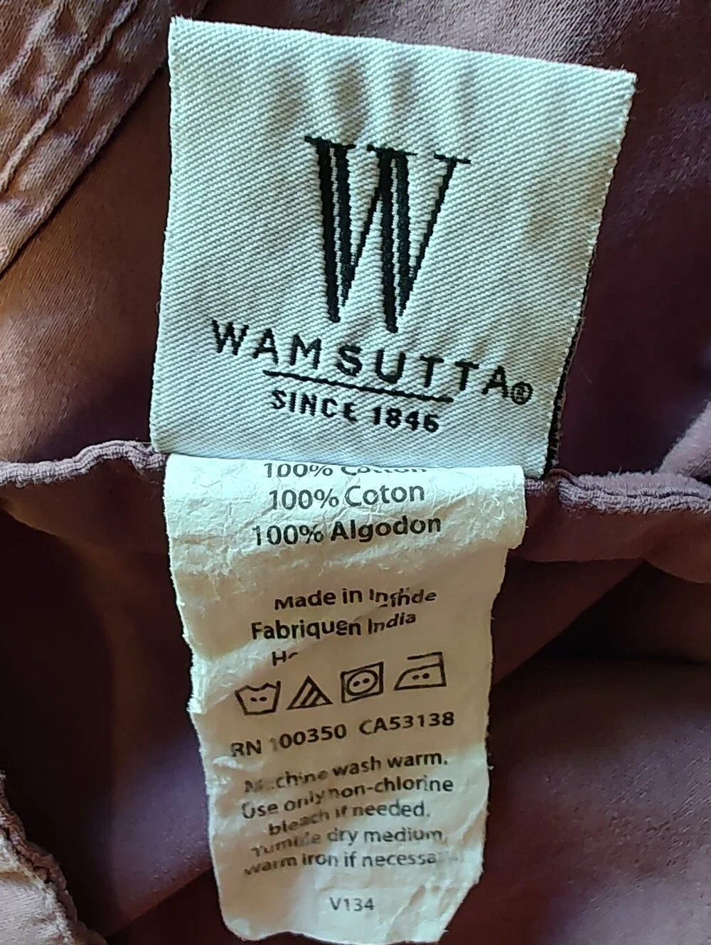 Wamsutta 100% Cotton King Size Sheets - 3 Pieces - 1 Flat Sheet & 2 Pillowcases